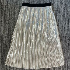 Xhilaration Long Pleated Skirt Sz Small Metallic Gold Accordion Midi Shimmering